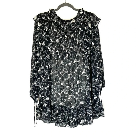 NEW Free People These Dreams Black Floral mini Long Sleeve Dress Size Small - Picture 5 of 16